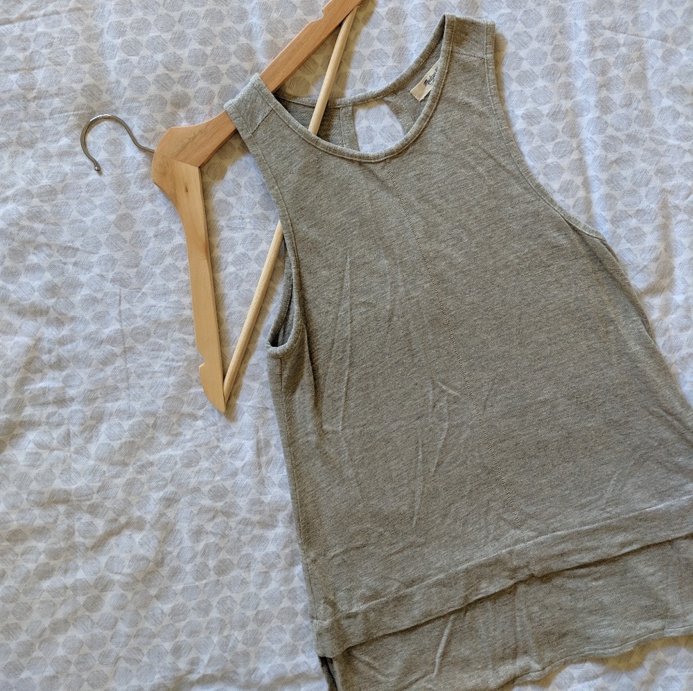 Madewell Grey Keyhole Back Tank Top